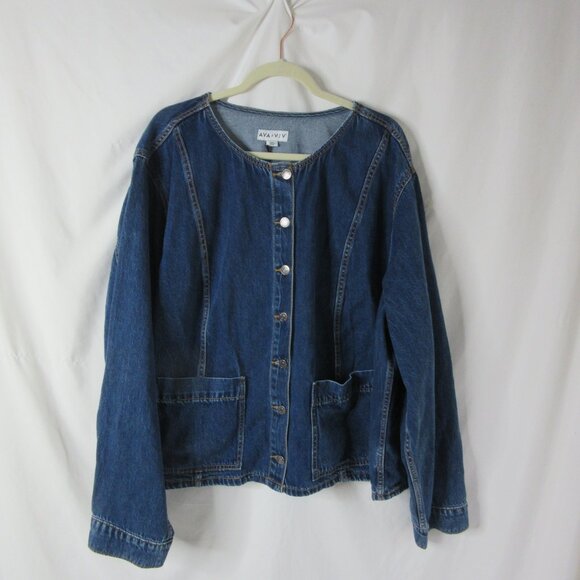 Ava & Viv Denim Shacket Blue Denim Barn Jacket Shirt Midweight Size 3X NWT - Picture 9 of 9